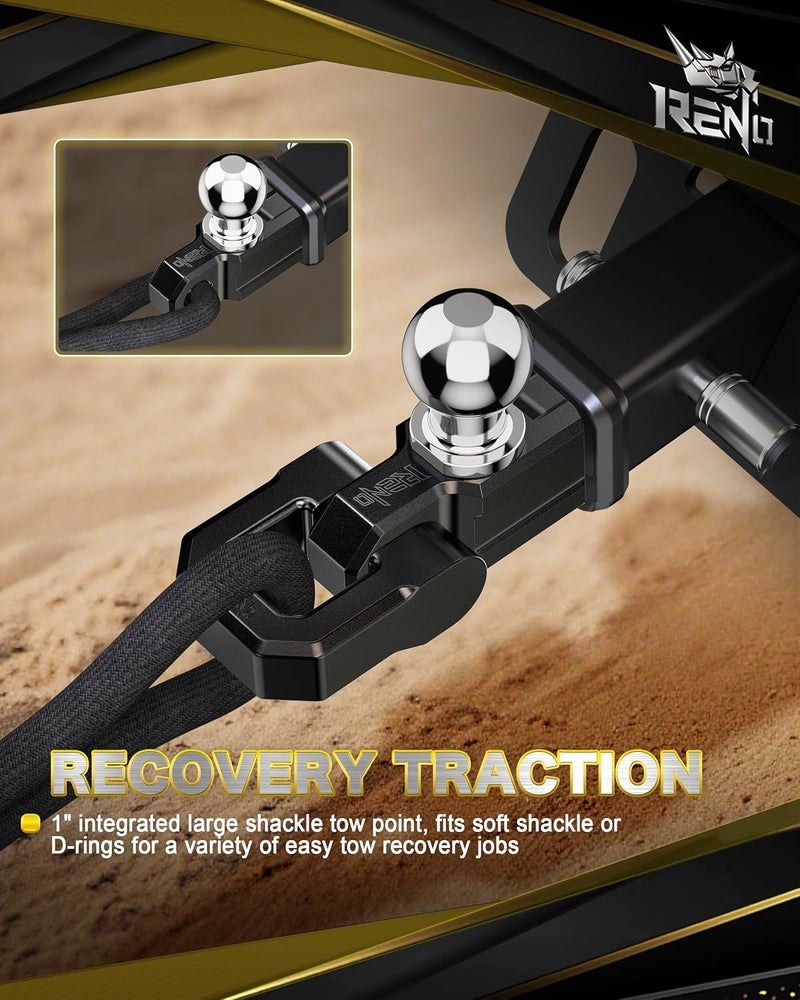 Reno Trailer Hitch, Aluminum Tow Hitch with 3/4" D-Ring Shackle Compatible with 2 inch Receiver Hitch 2" Ball Mount - 6,000 LBS GTW (1 Pack, Black) - Image 5